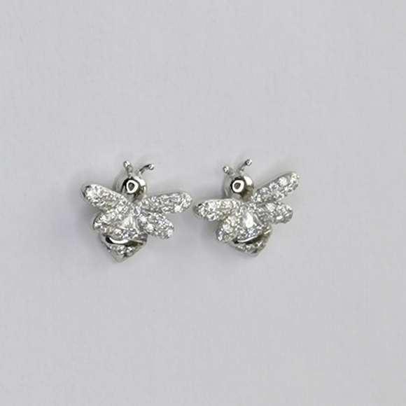 Cz Sterling silver bumble bee stud earrings 🆕 - Picture 6 of 8